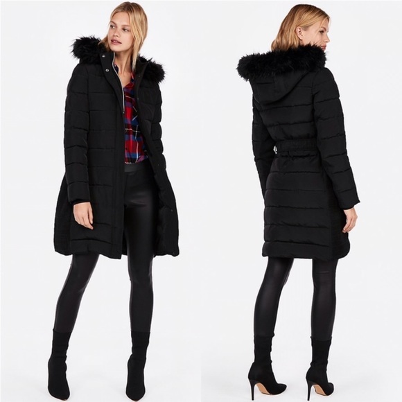 express belted puffer coat